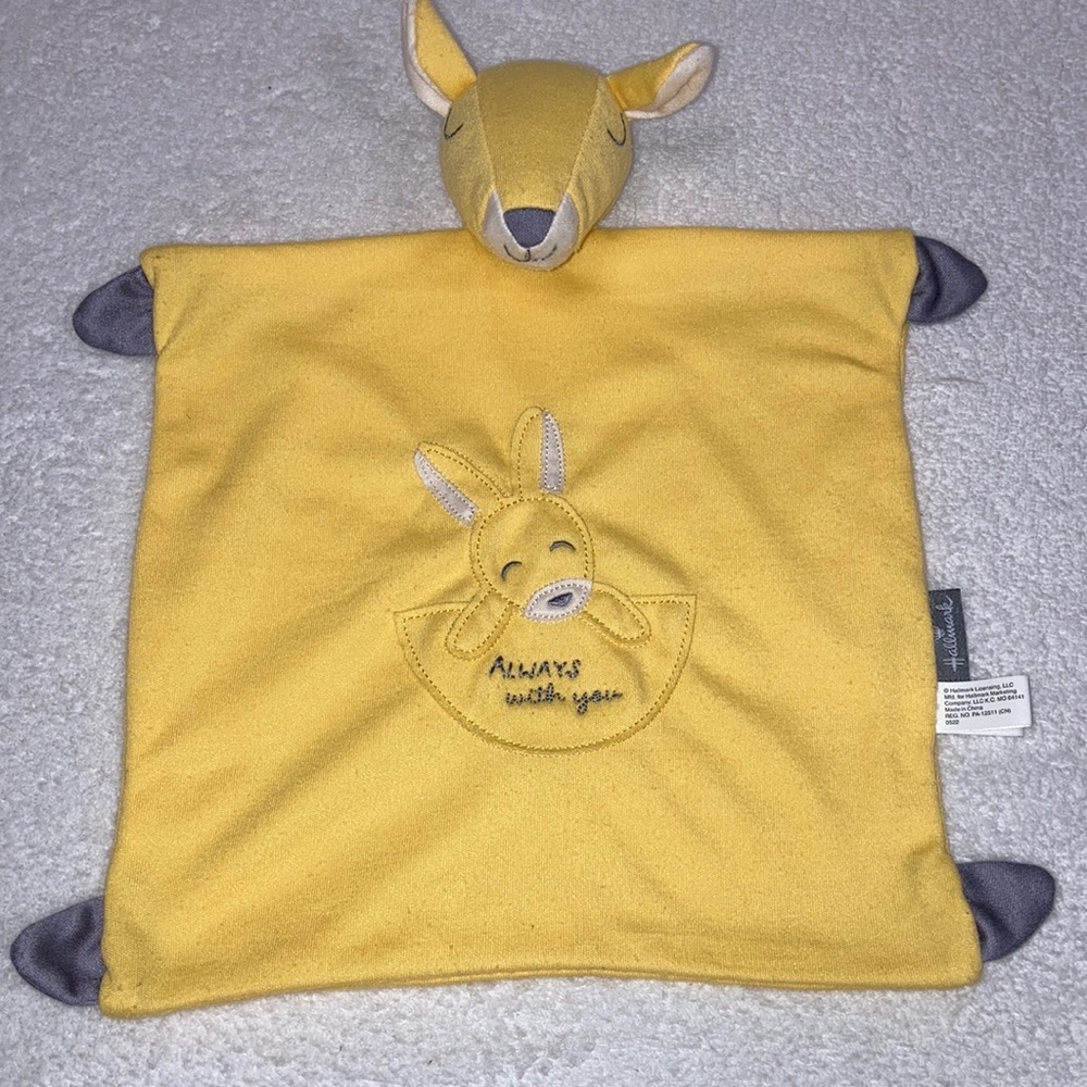 Hallmark yellow kangaroo security blanket lovey always with you